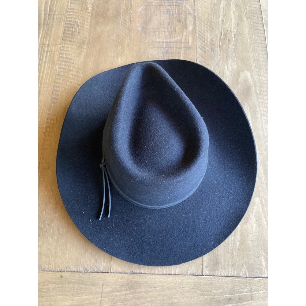 Stetson‎ Pony Express Teague Black Pure Wool Cowboy Hat Silver Concho Band 7 1/8 - Picture 9 of 12